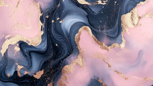 Blush and midnight marble swirls shimmer with molten gold.