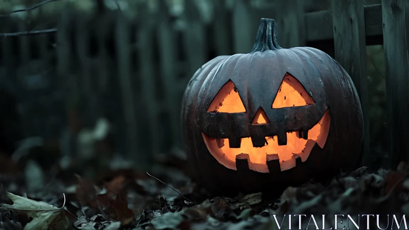 Moody jack-o’-lantern portrait with shallow depth of field.