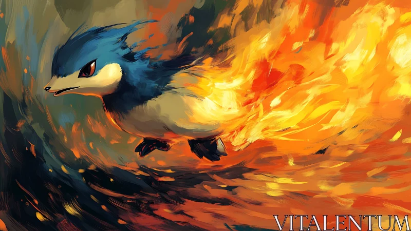 Fiery creature charges through swirling inferno light.