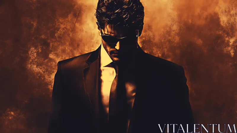 Shadowed style icon in glowing amber light and mystery.