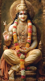 Golden Hindu deity statue radiates serene spiritual grace.