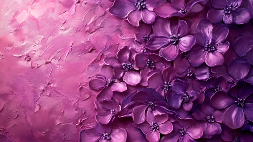 Impasto floral composition with chromatic gradient transition and dimensional relief texture.