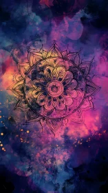 Starlit mandala blooming through electric nebula dusk.