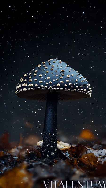 Enchanted night mushroom glowing softly in the forest hush.