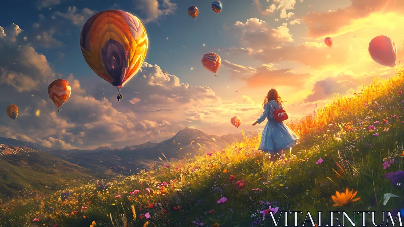 Digital scene shows balloons above hillside with single figure