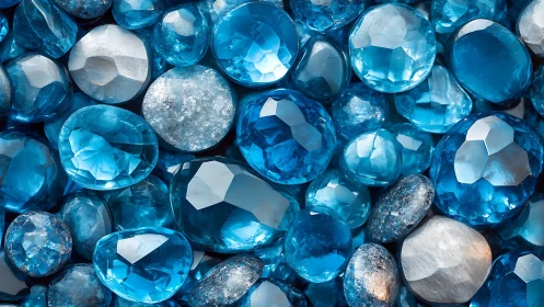 Tidal glitter of blue gemstones in a crystalline dreamscape.