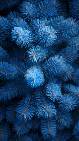 Electric blue pine needles create a cool, immersive pattern