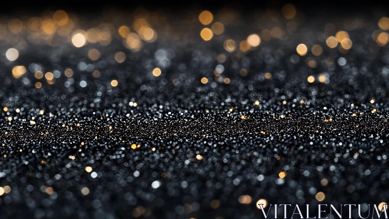 Shimmering Black and Gold Glitter Abstract Background, Bokeh Style.