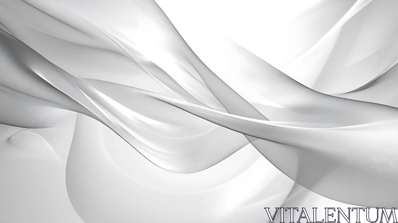 Elegant flowing silver and white abstract waves digital artwork.