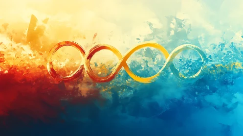Brushstroke infinity symbols span warm to cool gradient