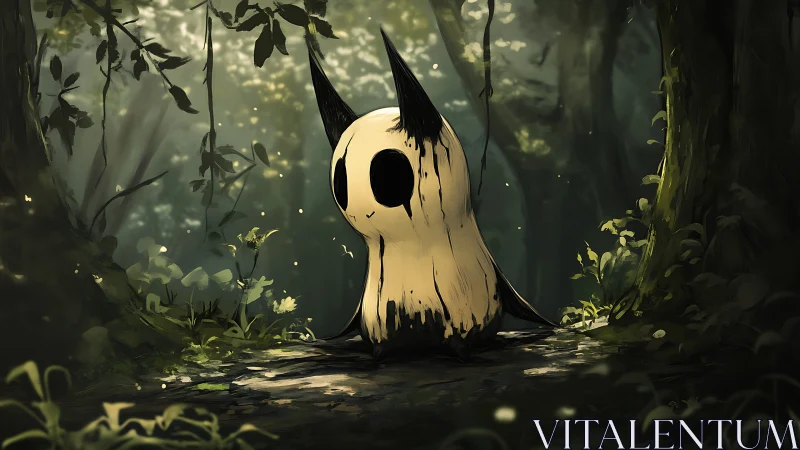 Gentle forest spirit resting in dappled morning light.