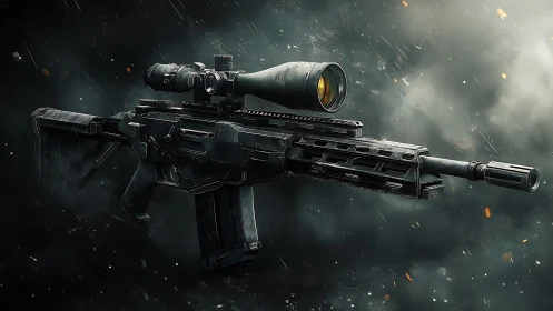 Tactical Rifle with Precision Scope Ready for Action.