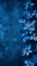 Azure Floral Arrangement on Textured Indigo Background with Luminous Petals