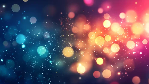 Vibrant bokeh lights in colorful abstract digital background art.