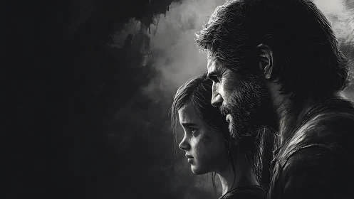 Monochrome side portrait studies intense guardianship and loss