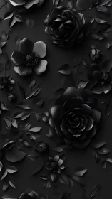 Monochromatic Floral Composition with Roses and Anemone in High-Contrast Relief