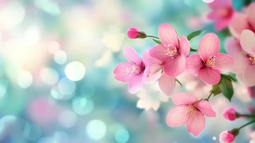 Delicate Pink Blossoms Dancing in Soft Springtime Light.