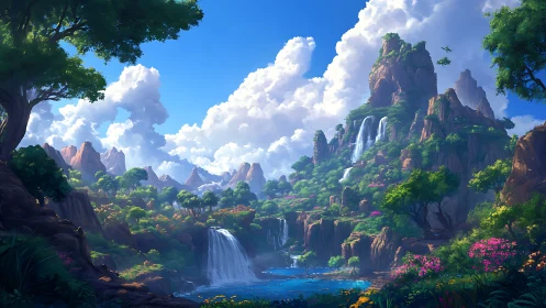 Clouds crown a cascading valley where emerald cliffs breathe