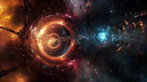 Twin cosmic engines converse in spirals of fire and frost