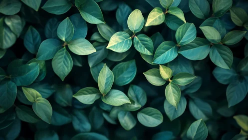 Dense emerald foliage forms layered geometric leaf pattern