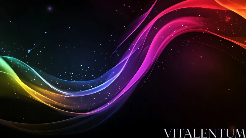 Chromatic light trails flowing across a cosmic void.