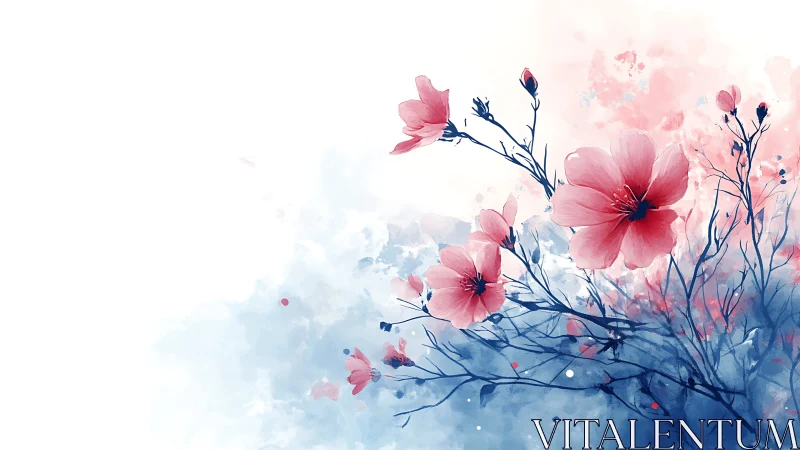 Delicate Pink Blossoms in Soft Watercolor Dreams.