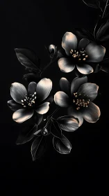 Midnight Blossoms: Luminous Flowers in Darkness.