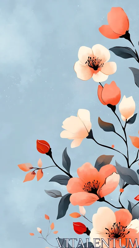 Delicate Floral Composition Against Soft Sky.