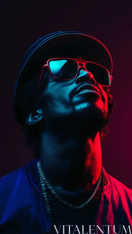 Neon confidence tilts upward, carving glow from the dark