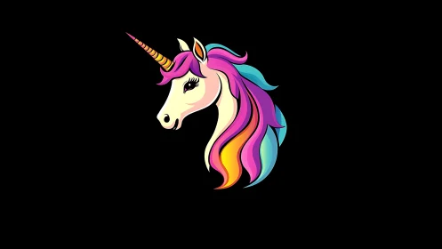 Radiant rainbow unicorn portrait on a dreamy night backdrop.