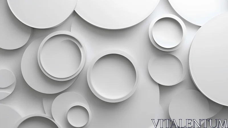 Layered circular white forms in abstract geometric layout.