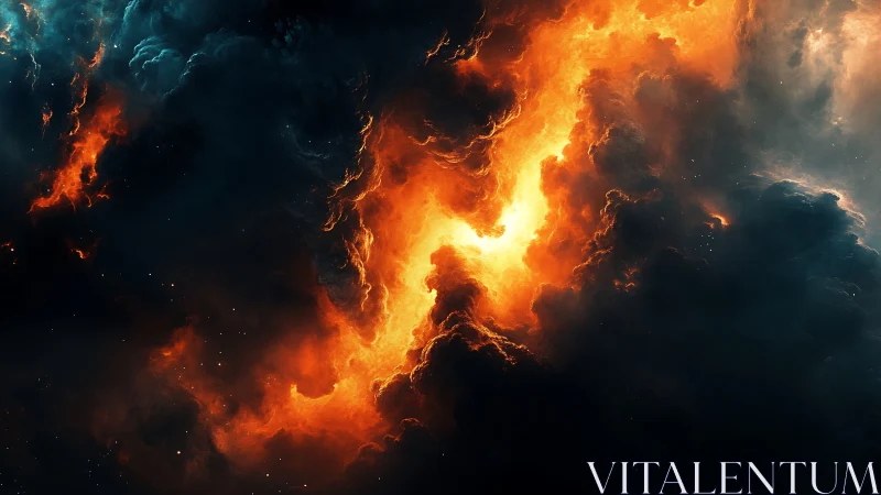 Cosmic Inferno: Celestial Explosion Erupts in Darkness