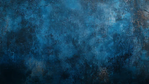Textured cobalt abstract wall with layered grunge patina.
