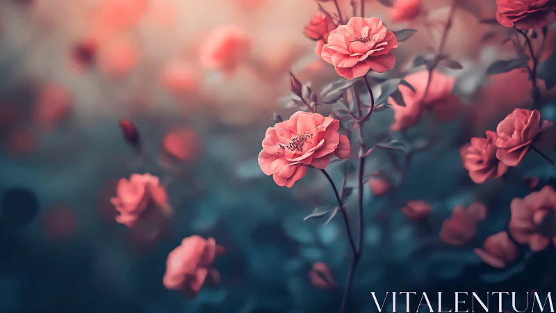 Soft Pink Roses Blooming in a Dreamy Garden