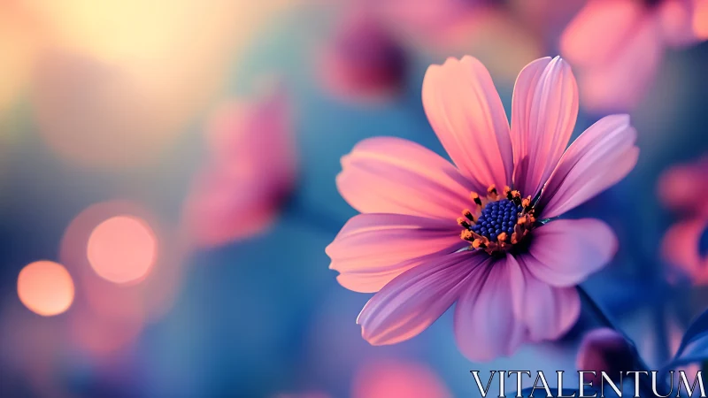 Cosmos Bloom: Pink Petals Drift Through Twilight Dreams.