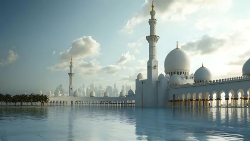 Domes and minarets drift like clouds above mirrored water