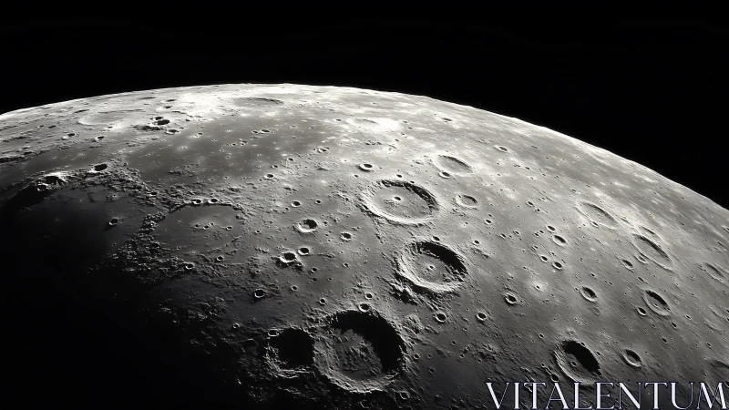 Photorealistic lunar terminator study with cratered relief detail.