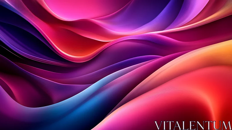 Digital painting of luminous chromatic fluid wave strata.