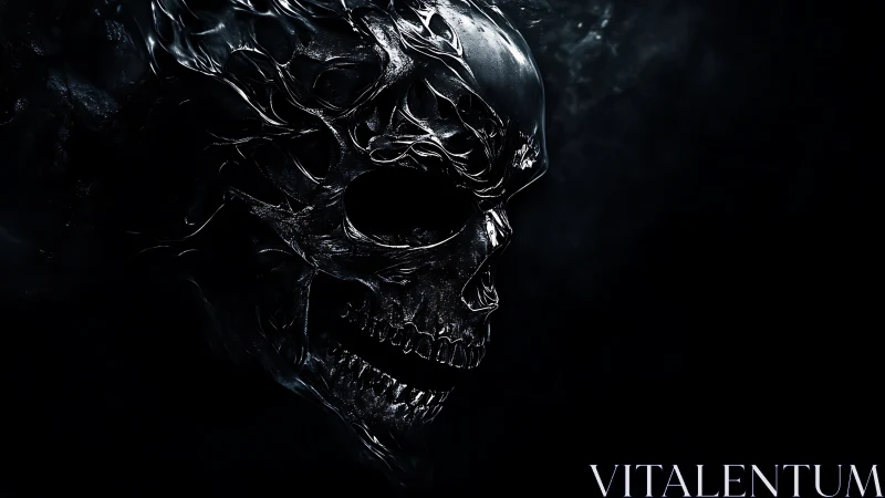 Midnight inferno skull forged from liquid shadow and steel.