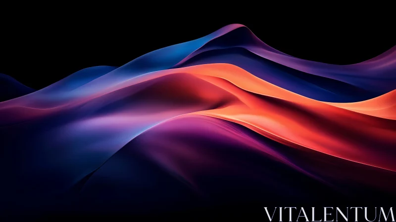 Radiant neon waves flow across a deep shadowed horizon.