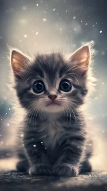 Luminous Feline Kitten with Bokeh Particle Lighting Effects