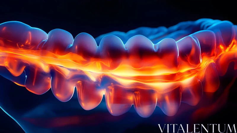 Abstract 3D Illustration of Human Intestine with Fiery Colors.