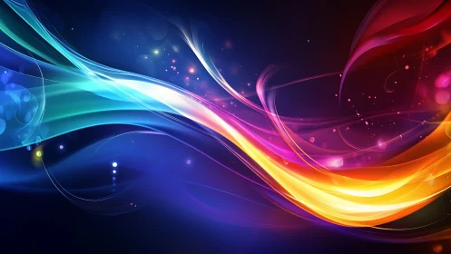 Flowing rainbow light waves on a dreamy night backdrop.