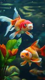 Goldfish gossip beneath glassy currents, orange whispers afloat.