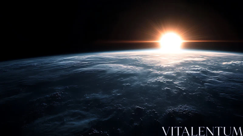 Solar horizon over Earth with luminous atmospheric rim.