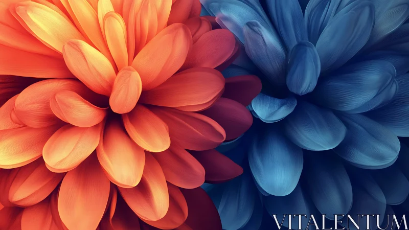 Chromatic Petals Dance: Opposite Hues Collide in Floral Symphony.