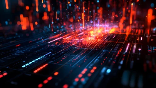 Futuristic Digital Data Stream in Neon Cyberpunk Aesthetic.