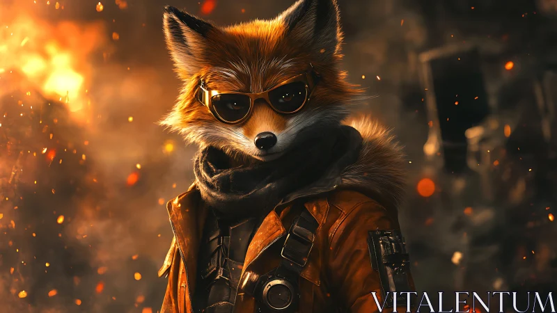 Confident fox adventurer in warm ember lit leathers.