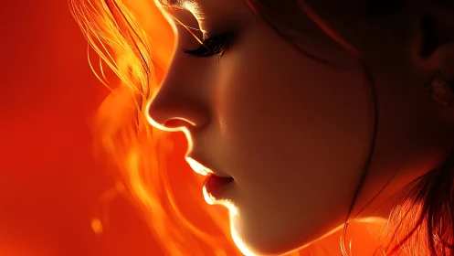 Backlit female profile rendered with high contrast rim lighting