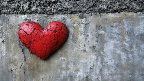 Crimson Heart Blooms Against Urban Decay's Weathered Walls